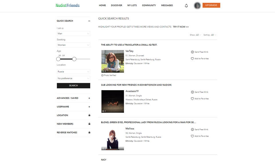 Riepilogo di NudistFriends