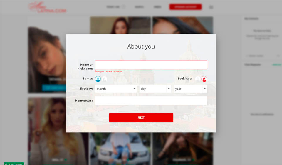Does the sign-up at Amolatina take long?